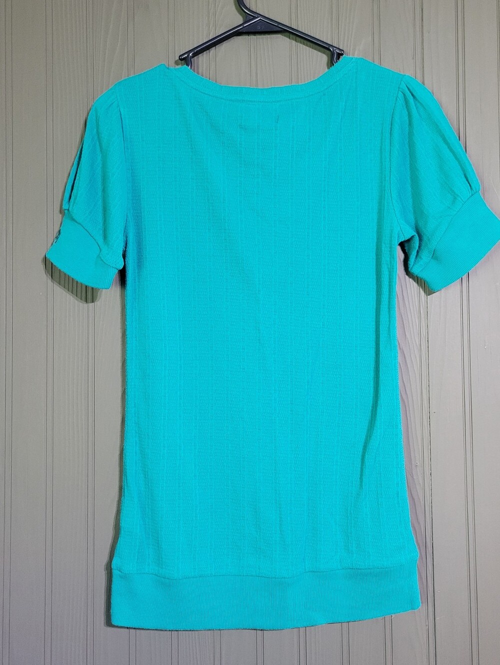 FOX Short Sleeve Knit Henley Shirt Round Neck Teal Women's Small - Picture 2 of 7